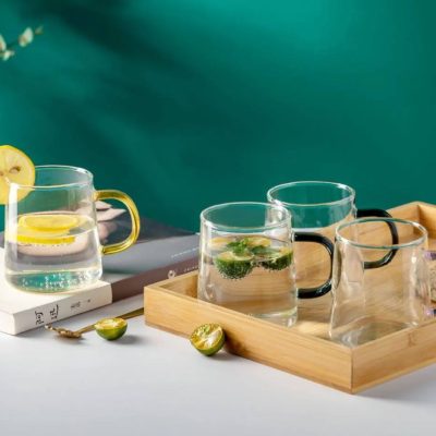 لیوان پیرکس دسته رنگی 4تایی وارداتی