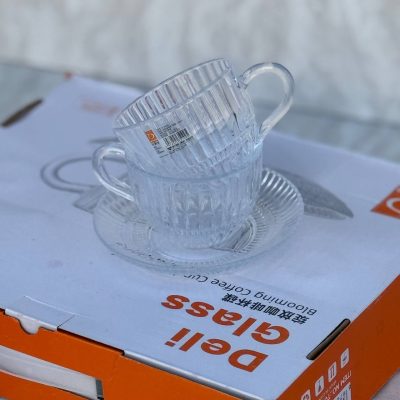 ست فنجان نعلبکی 12 پارچه بلور برند DELI کد TCF057L12