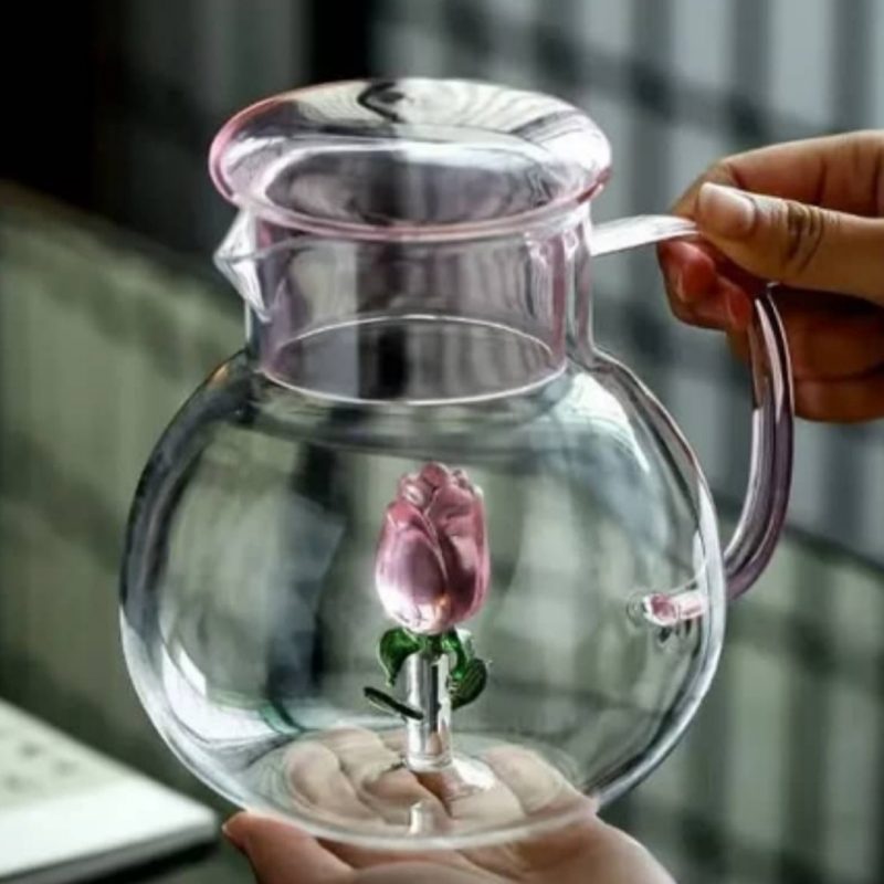 پارچ پیرکس گل رز وارداتی کد VT5727