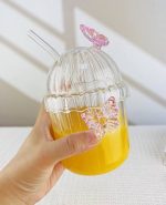 لیوان اسموتی پیرکس نی دار طرح پروانه وارداتی